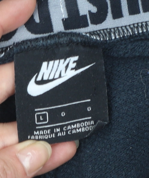 Nike Womens Black Fleece Jogger Trousers L Elastic Waist Comfort Fit