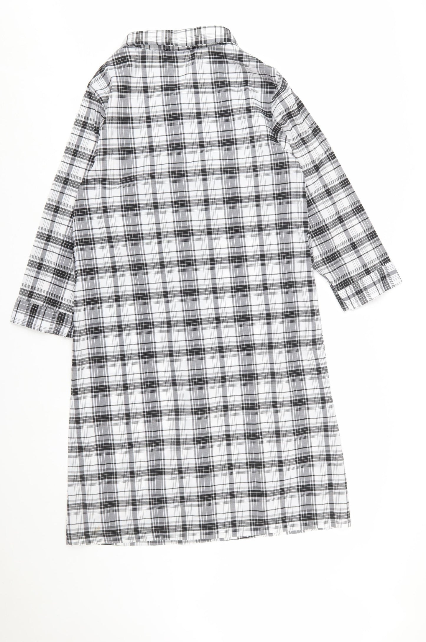 Real Form Women Black Check Shirt Dress Size 12 3/4 Sleeve