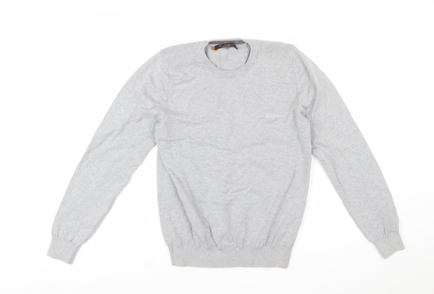 Ben Sherman Men's Grey Cotton Crew Neck Jumper Size S