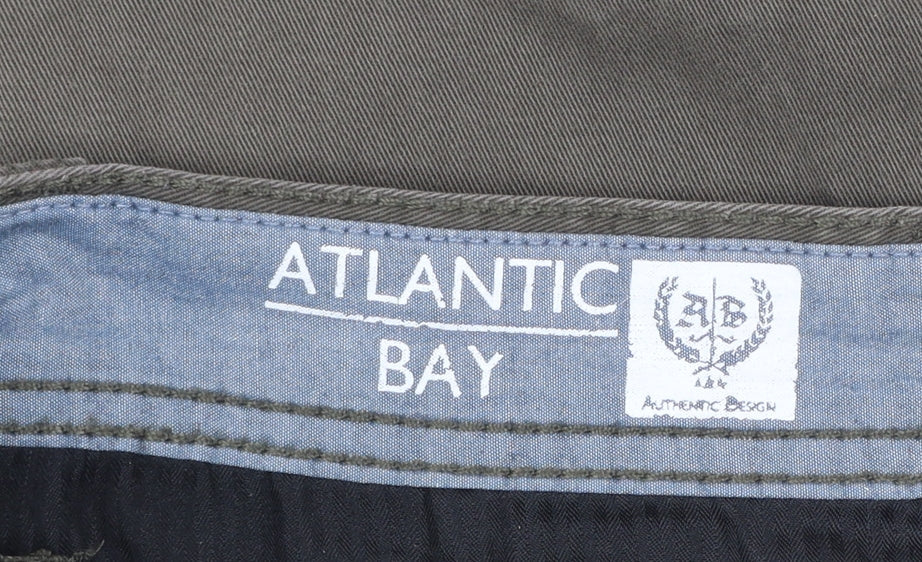 Atlantic Bay Mens Mocha Cargo Trousers Size 34R Cotton Casual