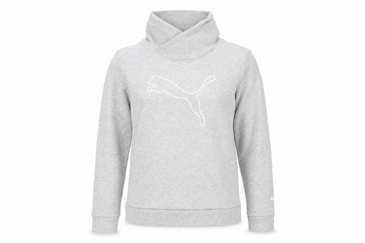Puma Women Grey Medium Pullover Sweatshirt with Logo