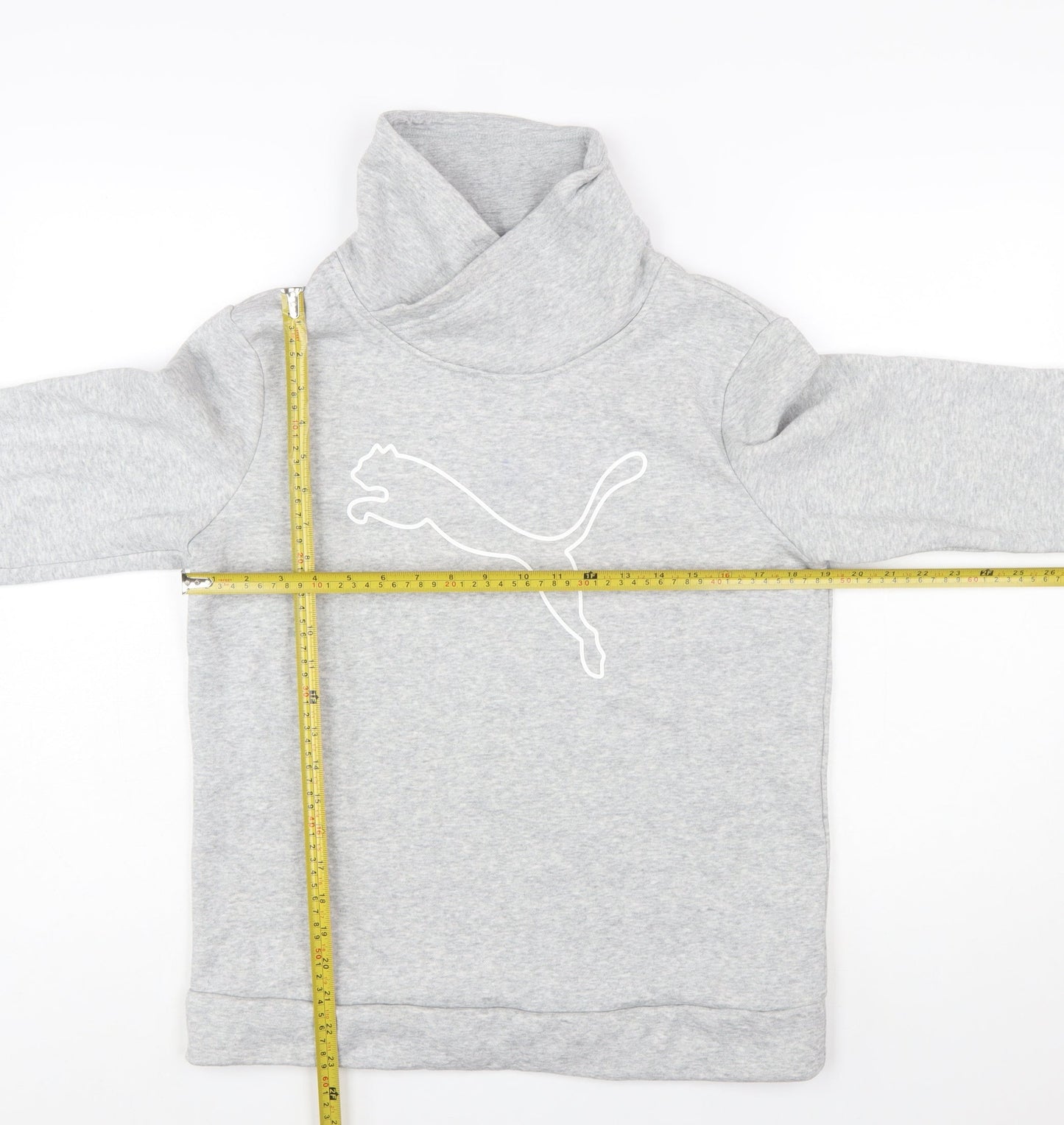 Puma Women Grey Medium Pullover Sweatshirt with Logo