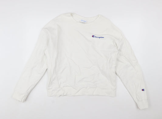 Champion Women White Large Reverse Weave Pullover Sweatshirt
