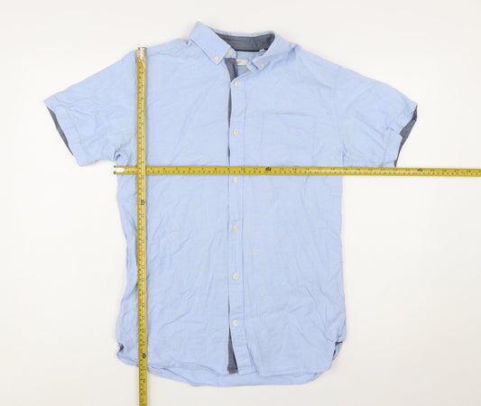 Jack & Jones Men's Blue Short Sleeve Button-Up Shirt Size S