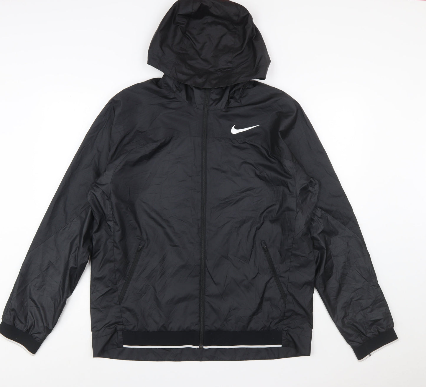 Nike Men's Black Dri-FIT Windbreaker Hooded Jacket Size L