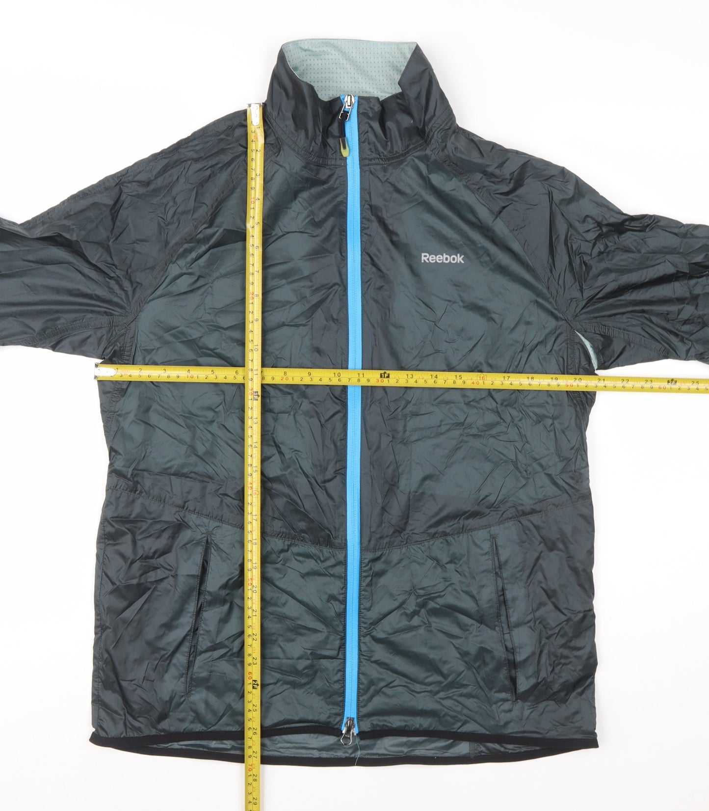 Reebok Men's Black Medium Windbreaker Jacket Lightweight Zip