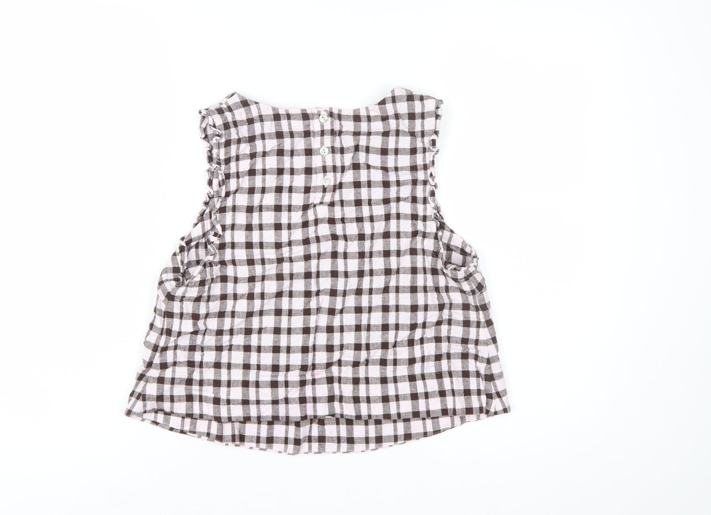 Marks and Spencer Women’s Brown Checked Linen Blend Sleeveless Blouse Size 12