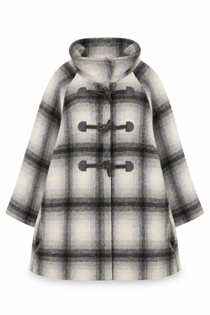 Marks & Spencer Women’s Grey Check Wool Blend Cape Coat UK 12