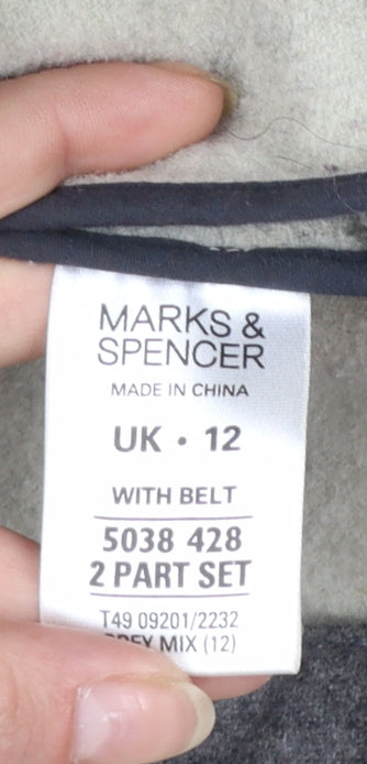 Marks and Spencer Women’s Grey Check Wool Blend Cape Coat UK 12