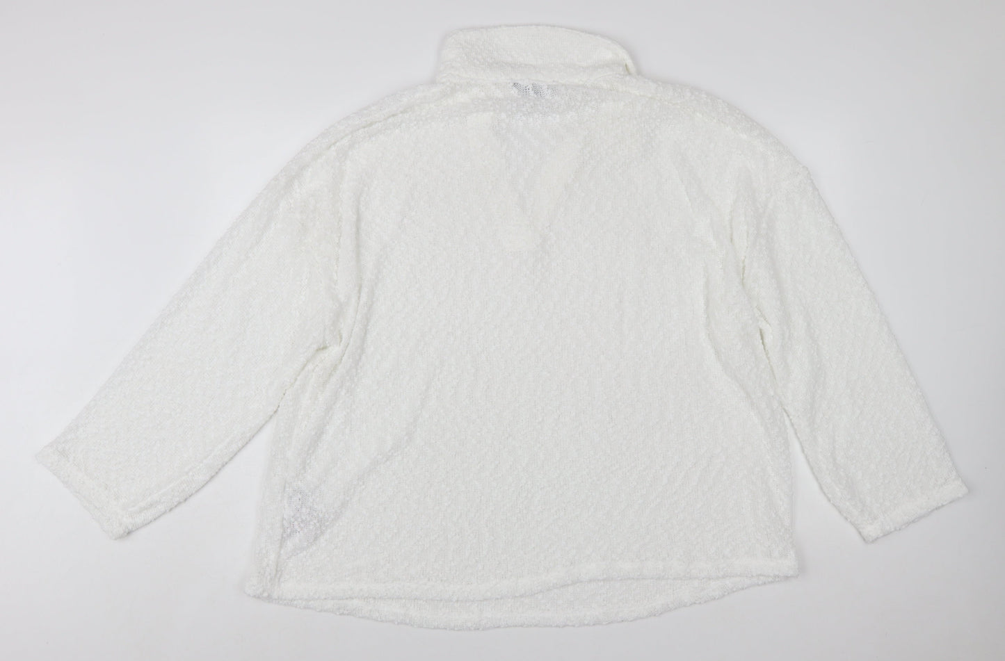 JD Williams Women’s White Collar Fleece Pullover Jumper Size 22