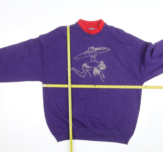 Jerzees Men’s Purple Rhinestone Graphic Pullover Sweatshirt L