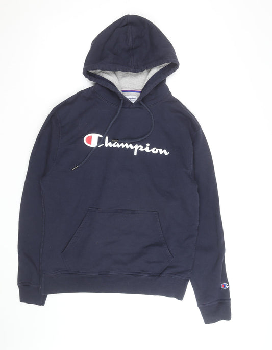Champion Men’s Blue Pullover Hoodie Medium Logo Fleece Sweatshirt