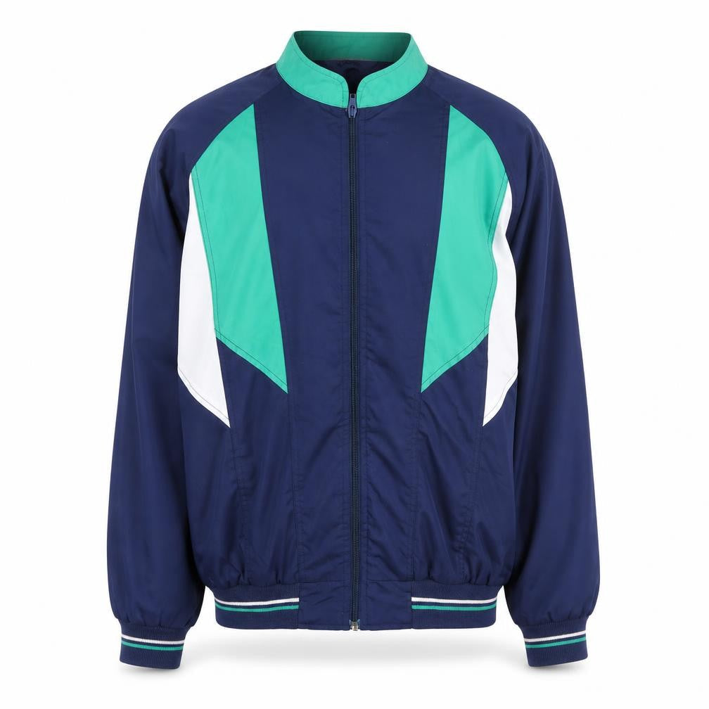 Gabicci Men's Blue Green 80s Retro Bomber Jacket L Full Zip