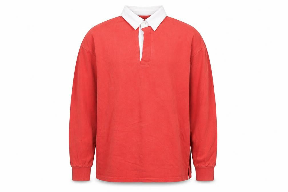 Front Row Men's Red Cotton Long Sleeve Rugby Shirt 2XL