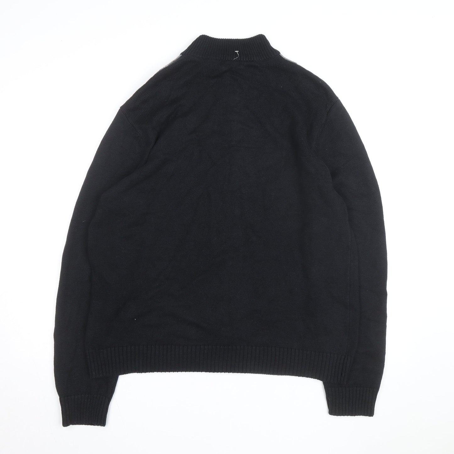Van Heusen Men's Black Argyle Full Zip Cotton Jumper L