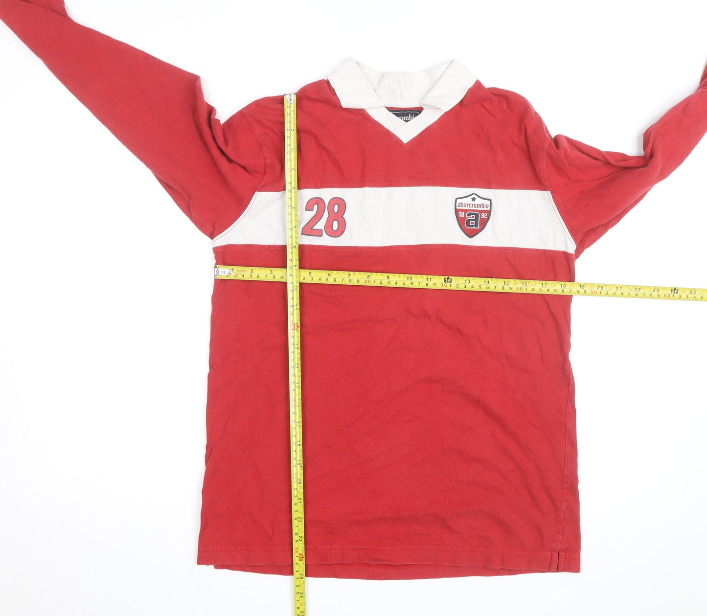 Abercrombie Men's Red Long Sleeve Rugby Shirt XL Sports Style