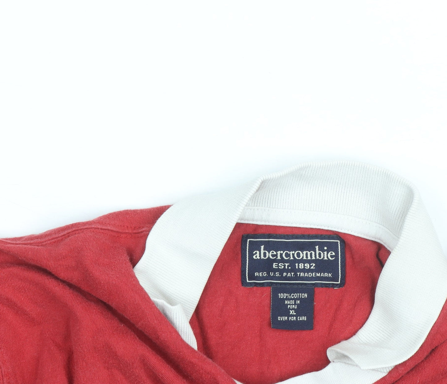 Abercrombie Men's Red Long Sleeve Rugby Shirt XL Sports Style