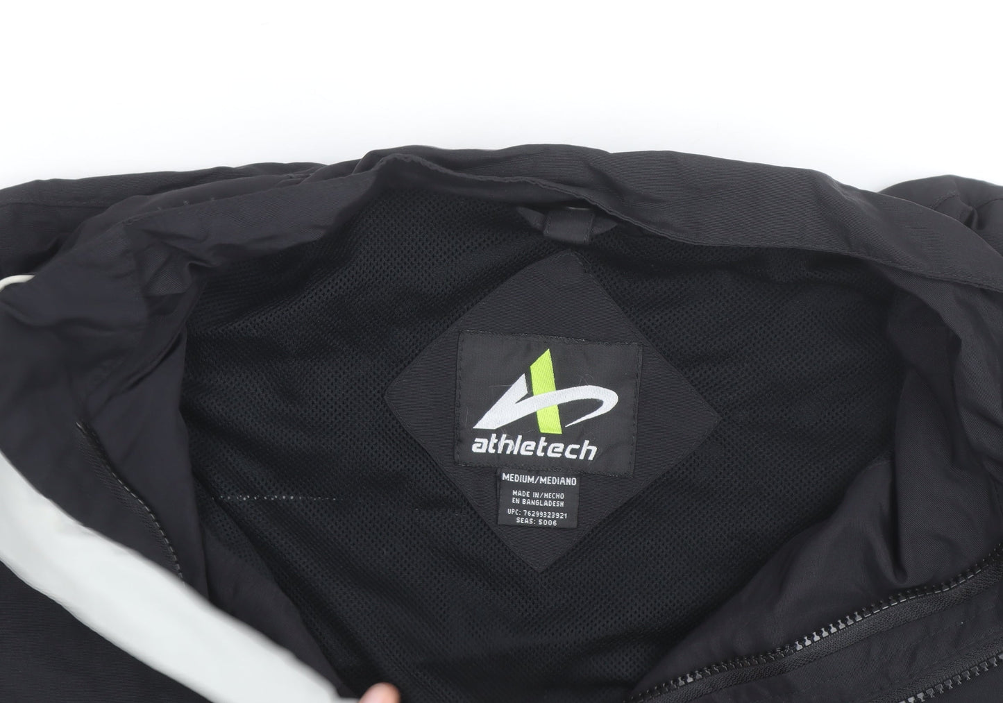 Athletech Men’s Black Grey Medium Waterproof Windbreaker Jacket