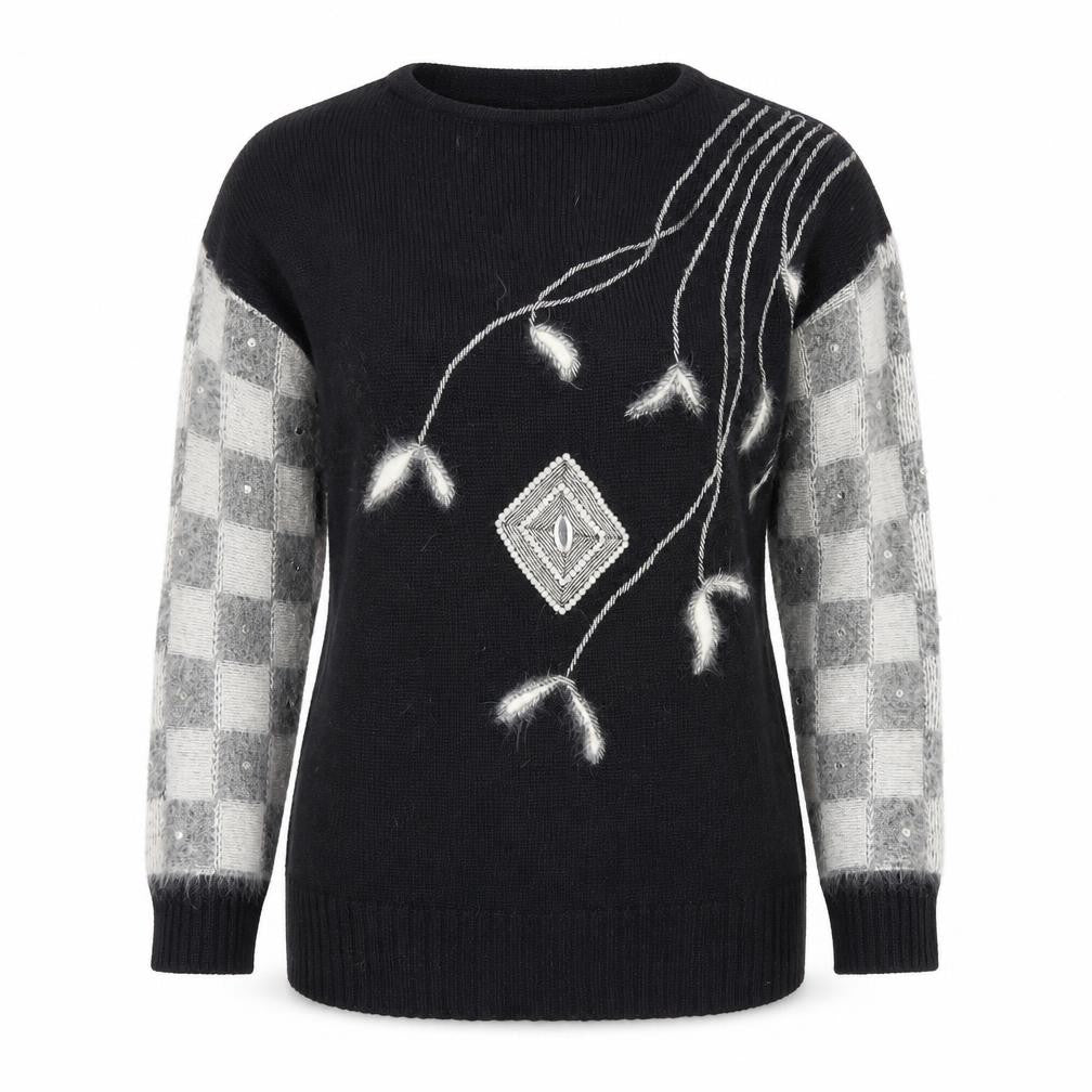 Kroshetta Womens Black Angora Blend Knit Pullover Jumper M