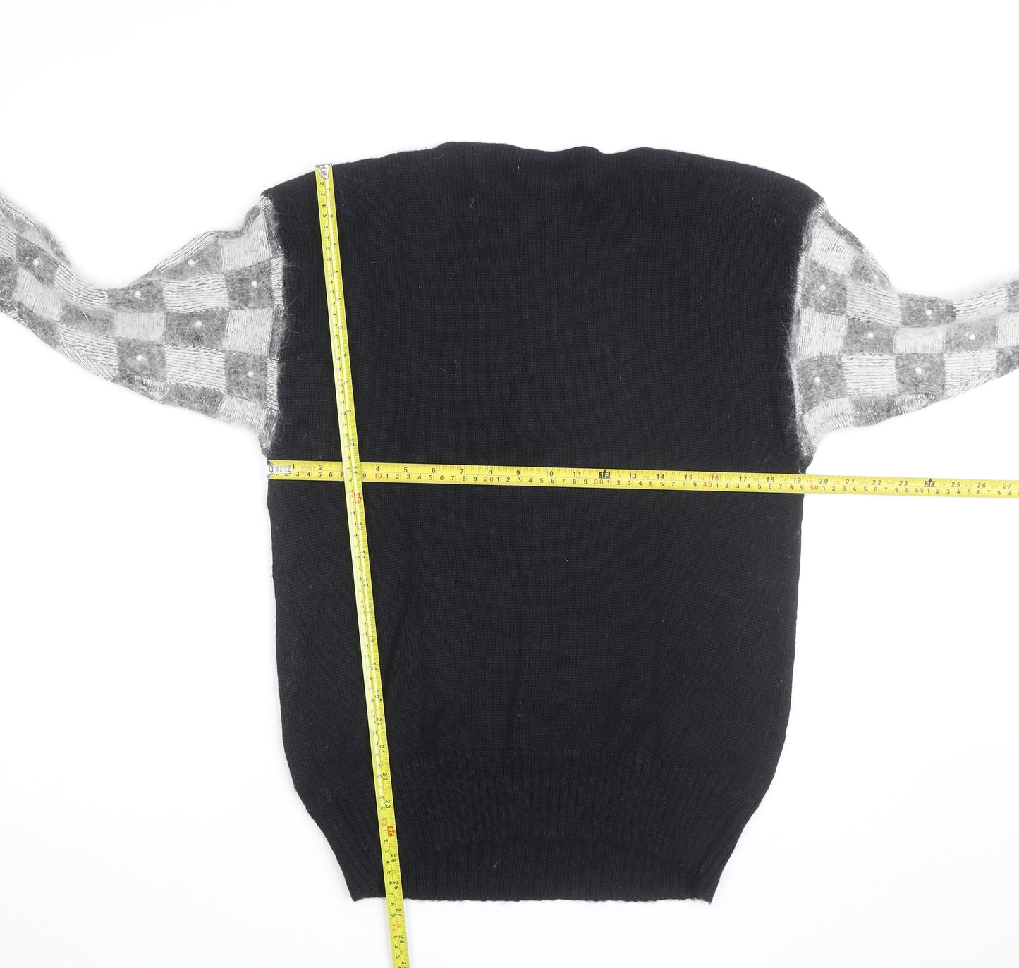 Kroshetta Womens Black Angora Blend Knit Pullover Jumper M