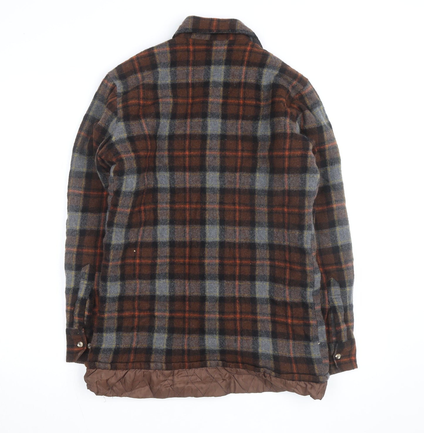 St. John’s Bay Men Brown Check Wool Quilted Flannel Jacket Size M