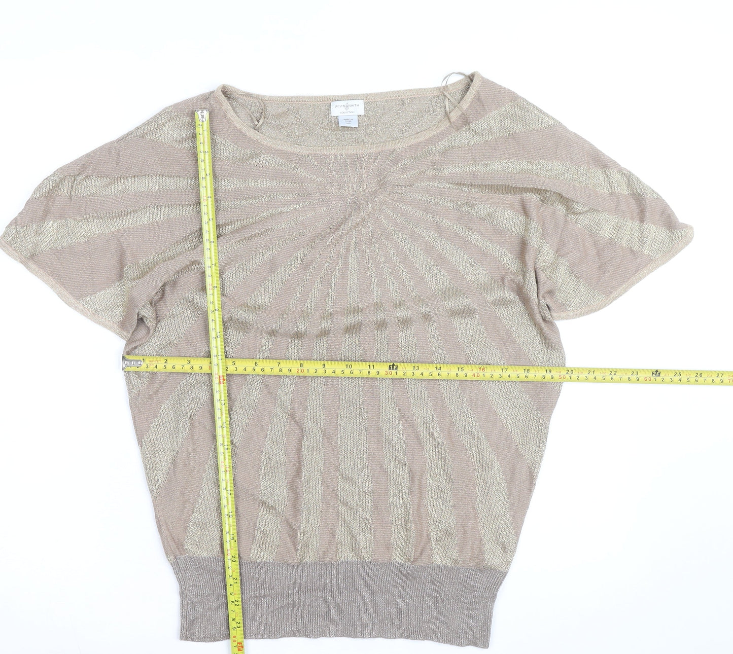Jaclyn Smith Women’s Beige Knit Short Sleeve Blouse Size L