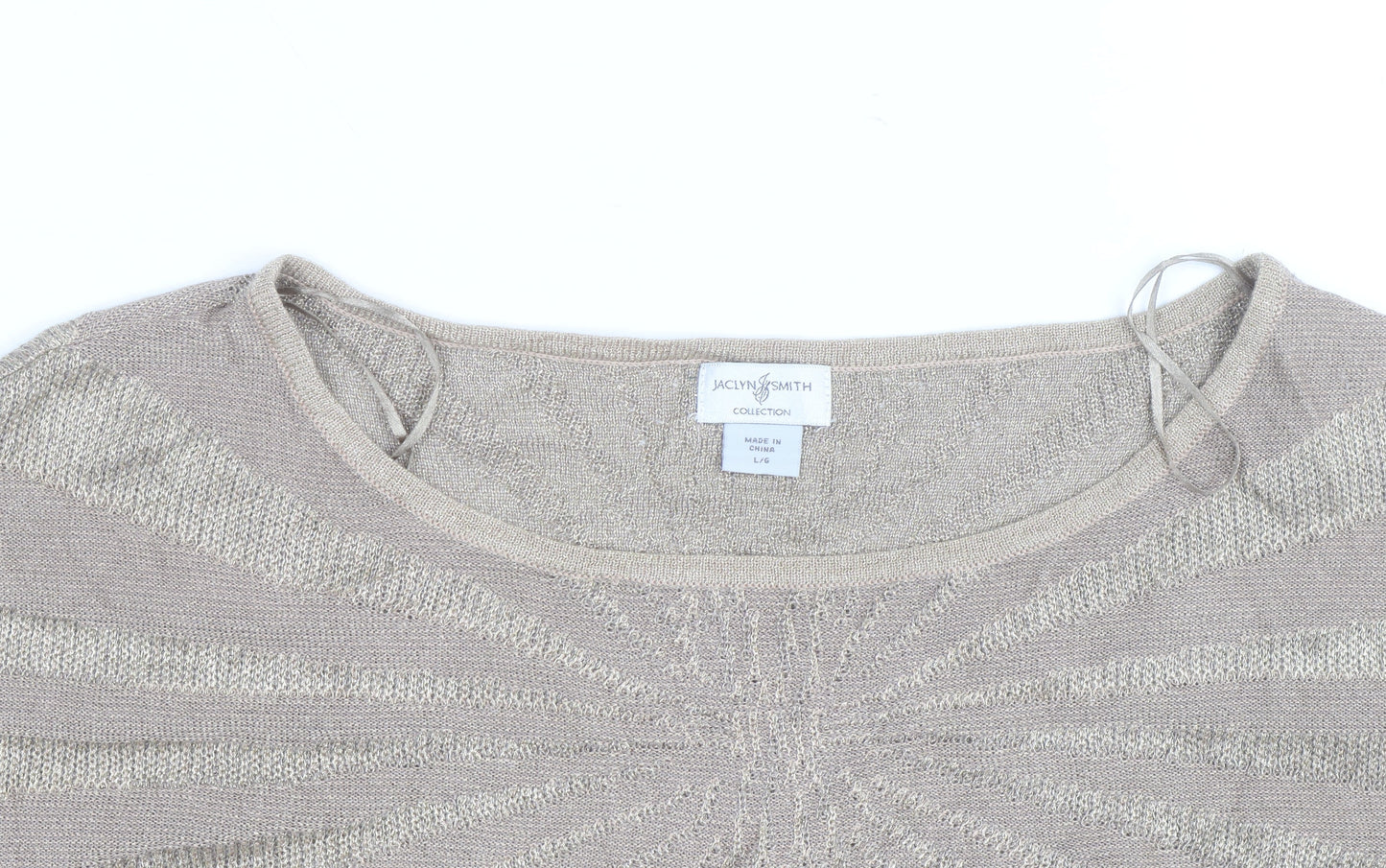 Jaclyn Smith Women’s Beige Knit Short Sleeve Blouse Size L