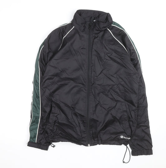Champion Men's Black Windbreaker Jacket L Lightweight Full Zip