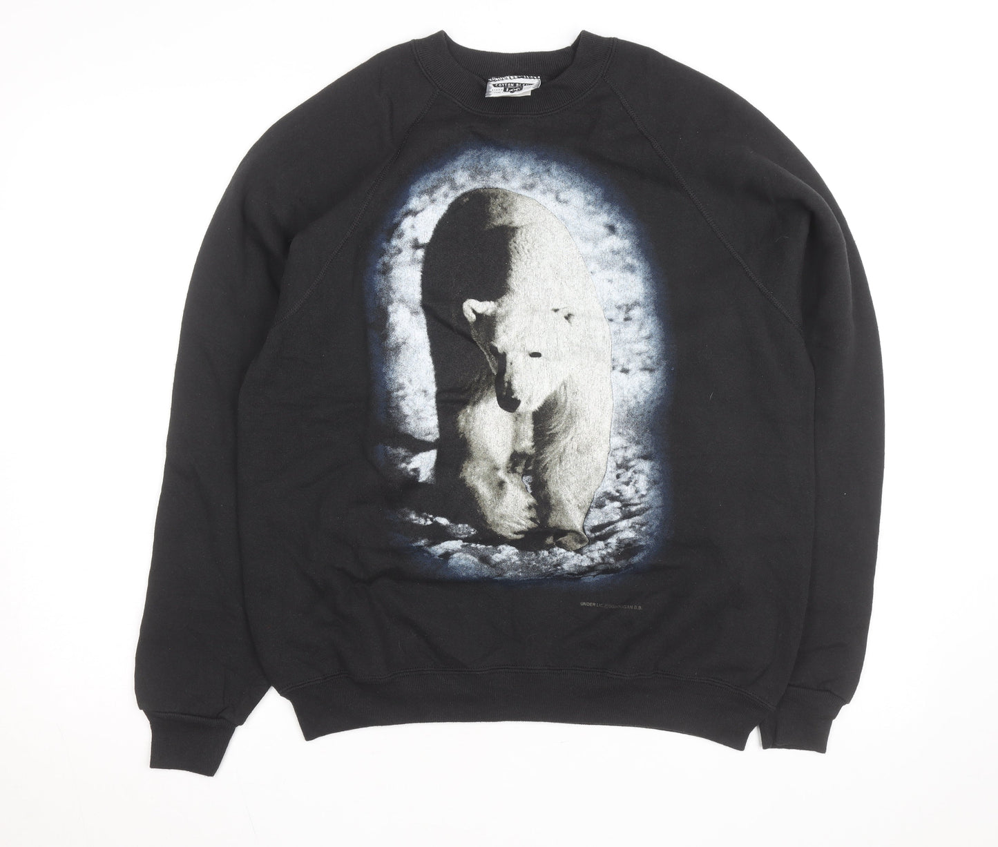 Lee Men’s Black Polar Bear Graphic Print Vintage Sweatshirt L