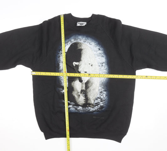 Lee Men’s Black Polar Bear Graphic Print Vintage Sweatshirt L