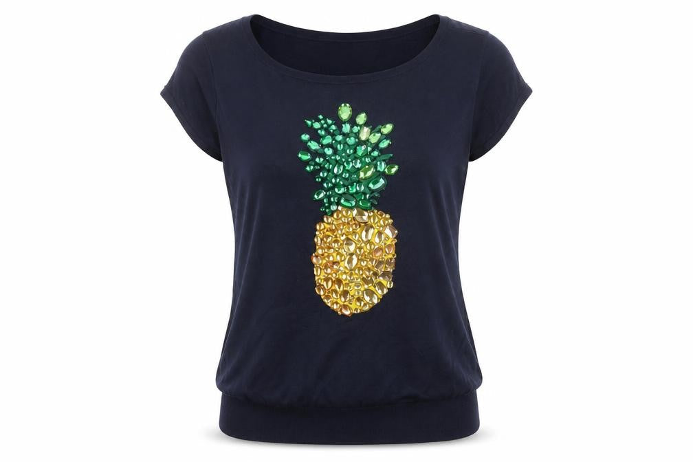 Talbots Women’s Black Sequin Pineapple Short Sleeve Jumper Size S