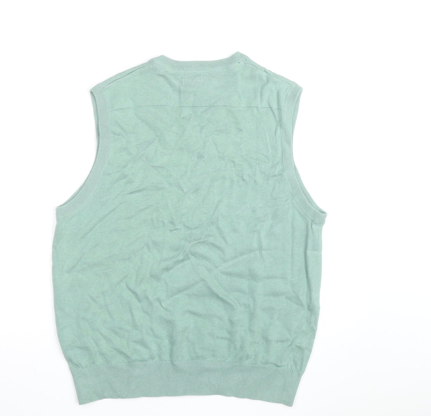 IZOD Mens Green Cotton V-Neck Sleeveless Golf Vest M