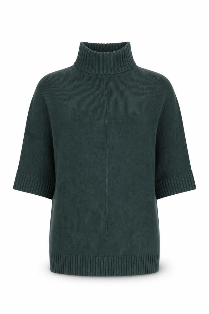 Monki Women Green Mock Neck 3/4 Sleeve Knit Pullover Jumper Size S