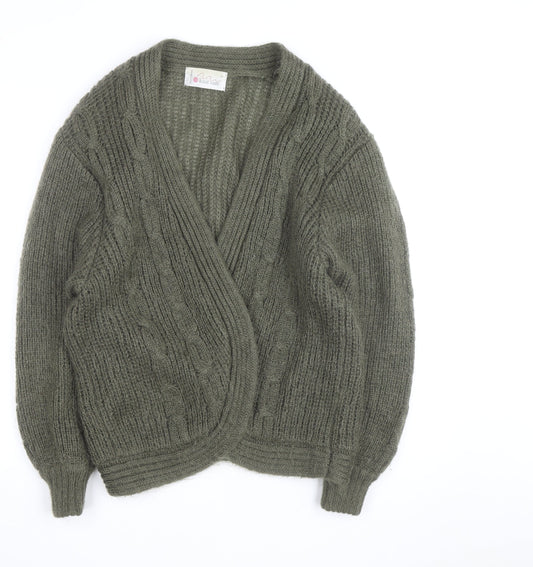 Knit One Women's Green Mohair Acrylic Chunky Knit Cardigan Size L