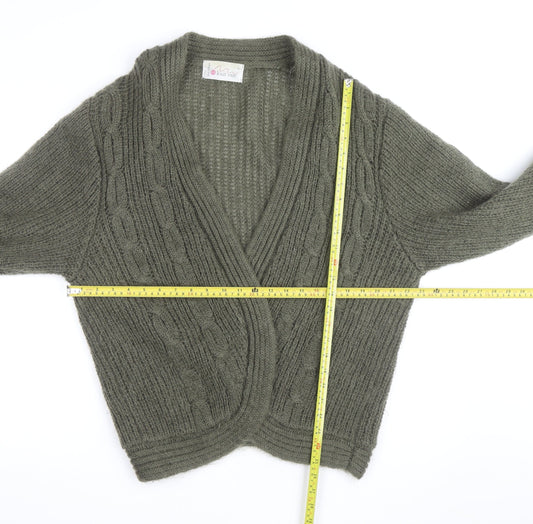 Knit One Women's Green Mohair Acrylic Chunky Knit Cardigan Size L