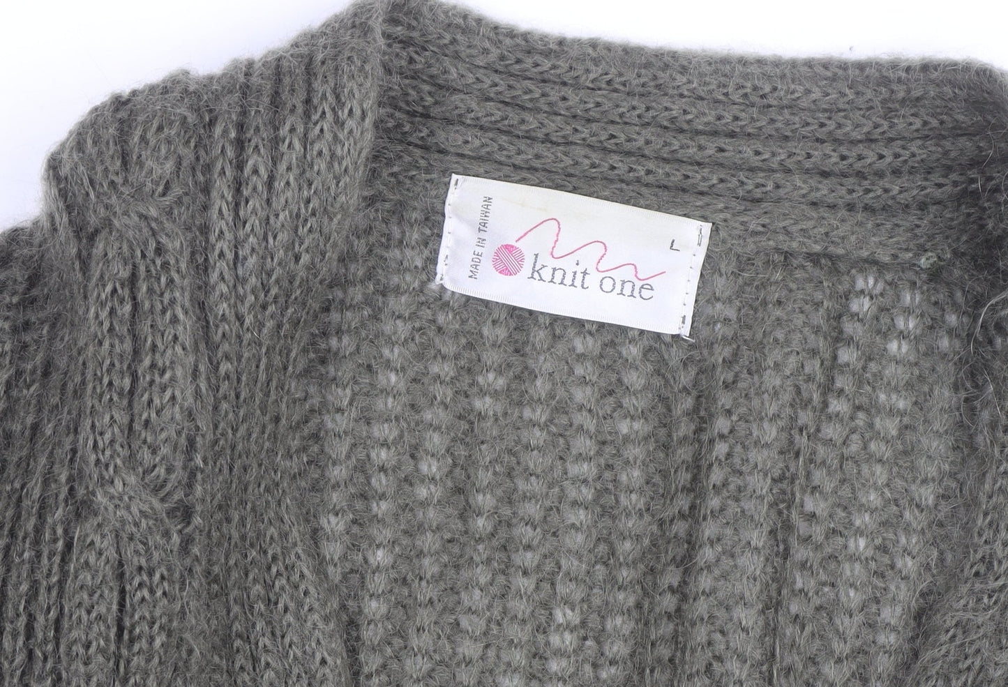 Knit One Women's Green Mohair Acrylic Chunky Knit Cardigan Size L