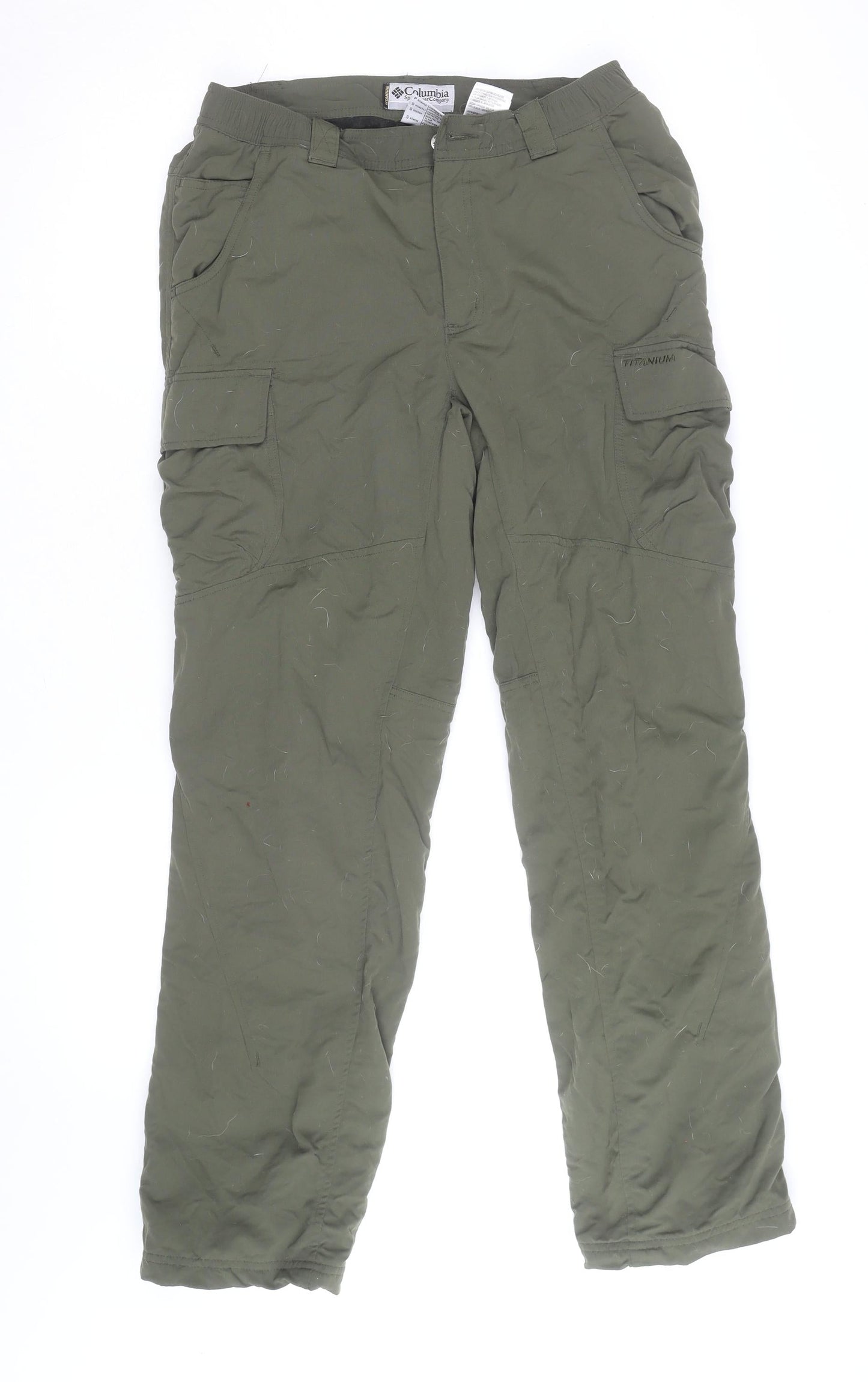 Columbia Men Green Cargo Trousers S Regular Fit Insulated