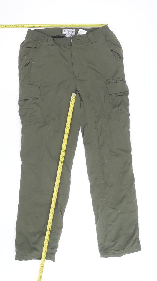 Columbia Men Green Cargo Trousers S Regular Fit Insulated