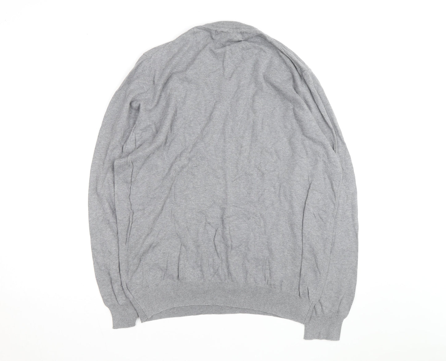 Lyle & Scott Men's Grey V-Neck Cotton Jumper Size L