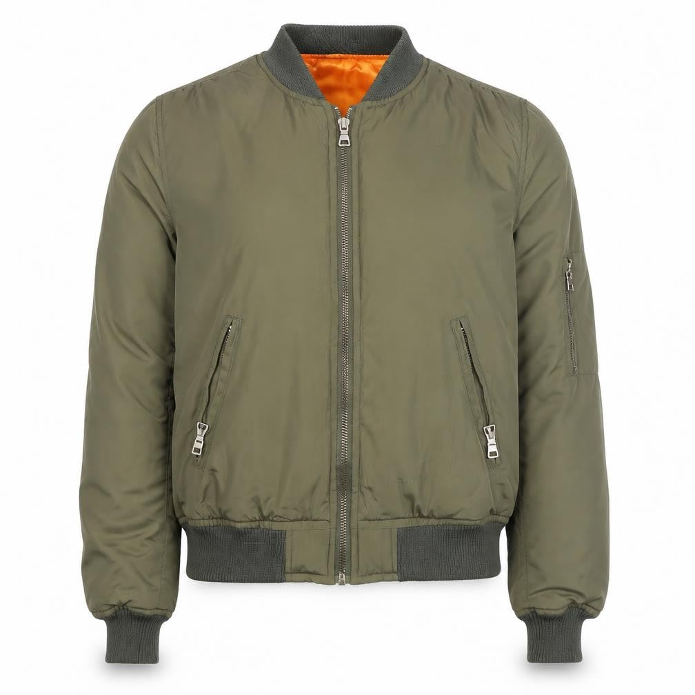 AQRXA Men's Green M Bomber Jacket Full Zip Casual Style