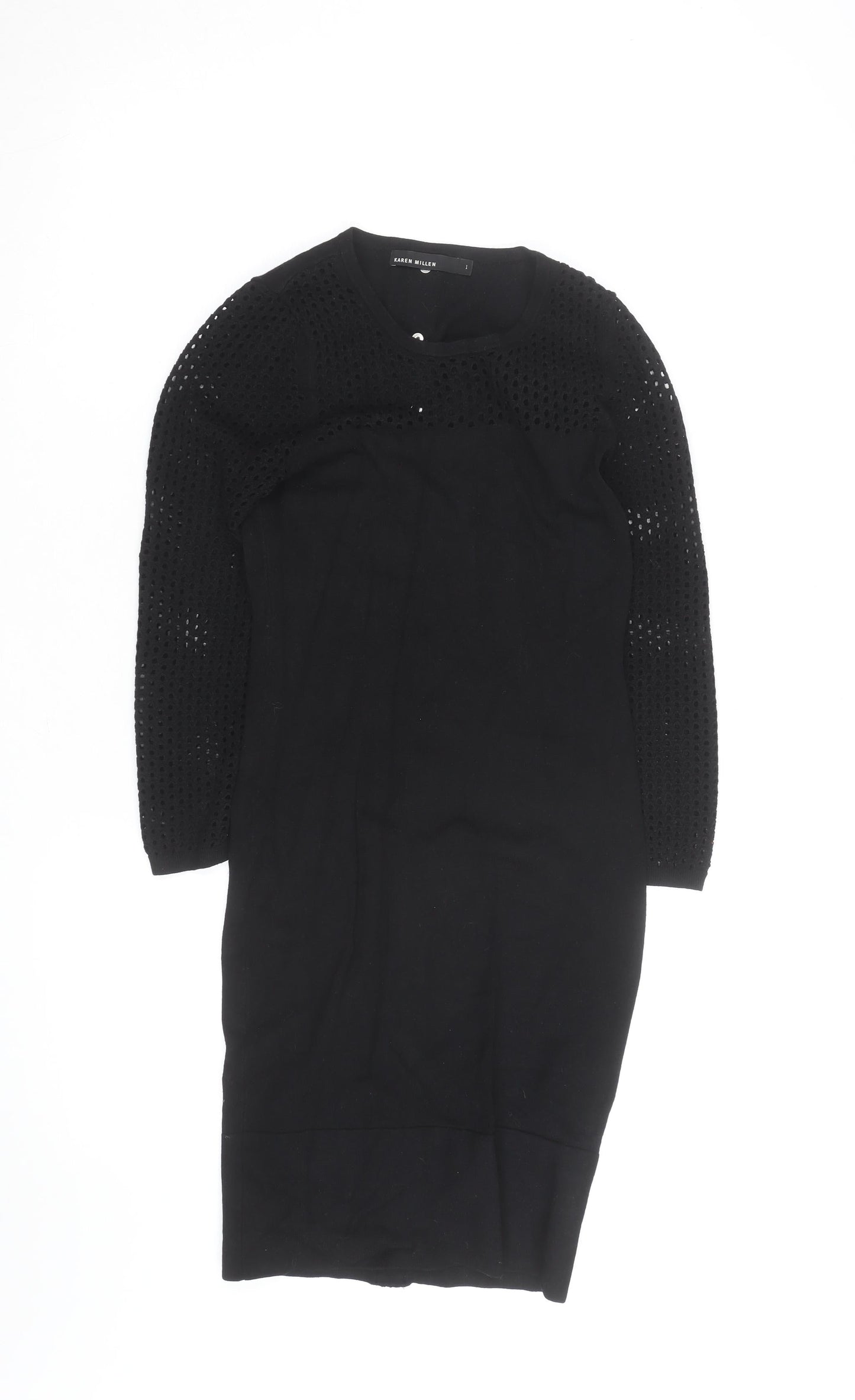 Karen Millen Women Black Knit Bodycon Dress Size S