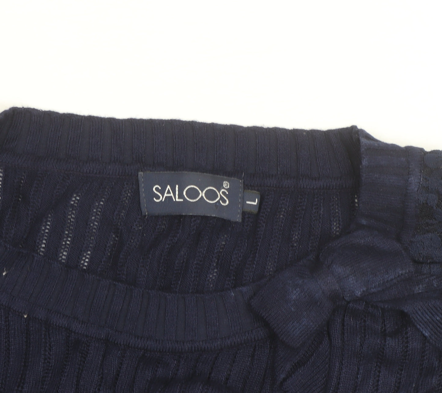 Saloos Women's Navy Blue Lace Puff Sleeve Pullover Jumper Size L