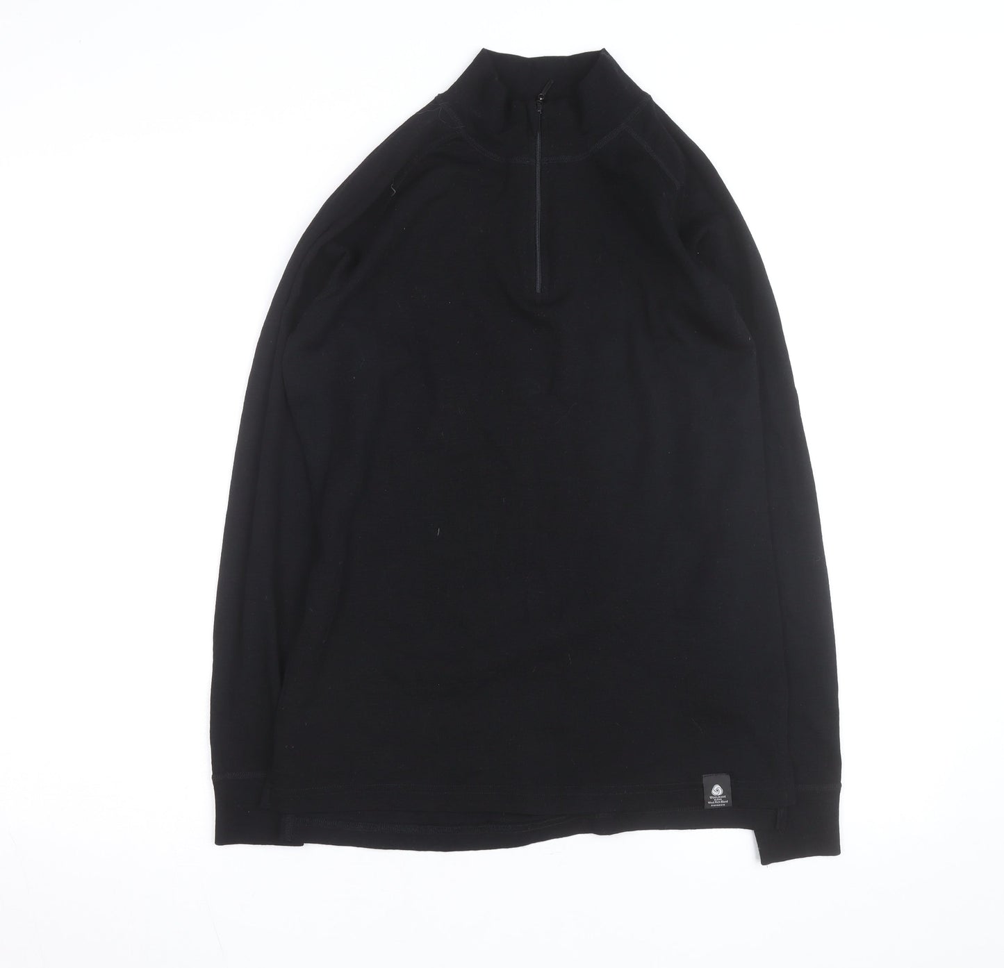 Mountain Warehouse Men’s Black Merino Wool Long Sleeve 1/4 Zip Top L
