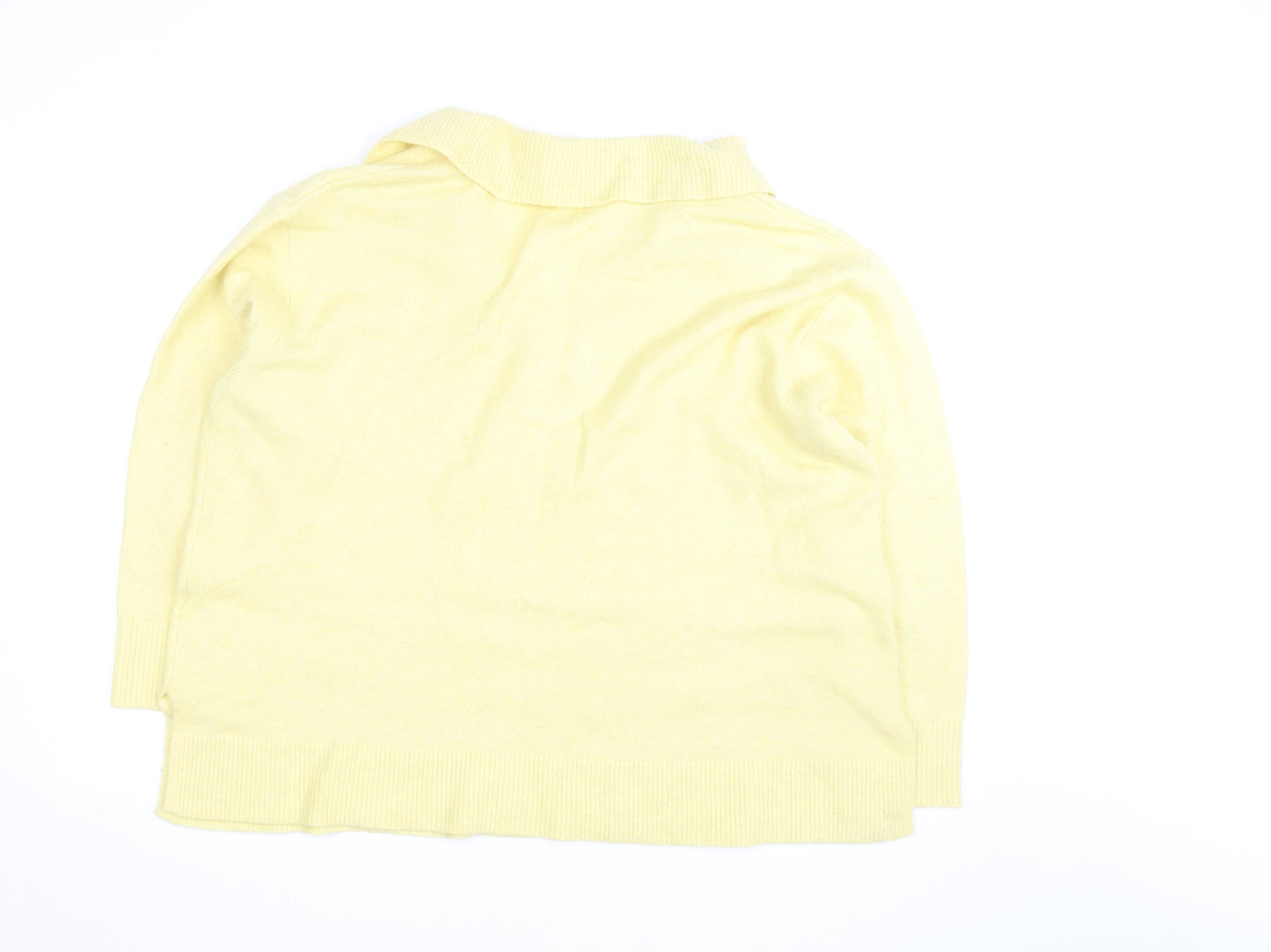 Monsoon Women Yellow Wool Blend Collared Pullover Jumper Size L