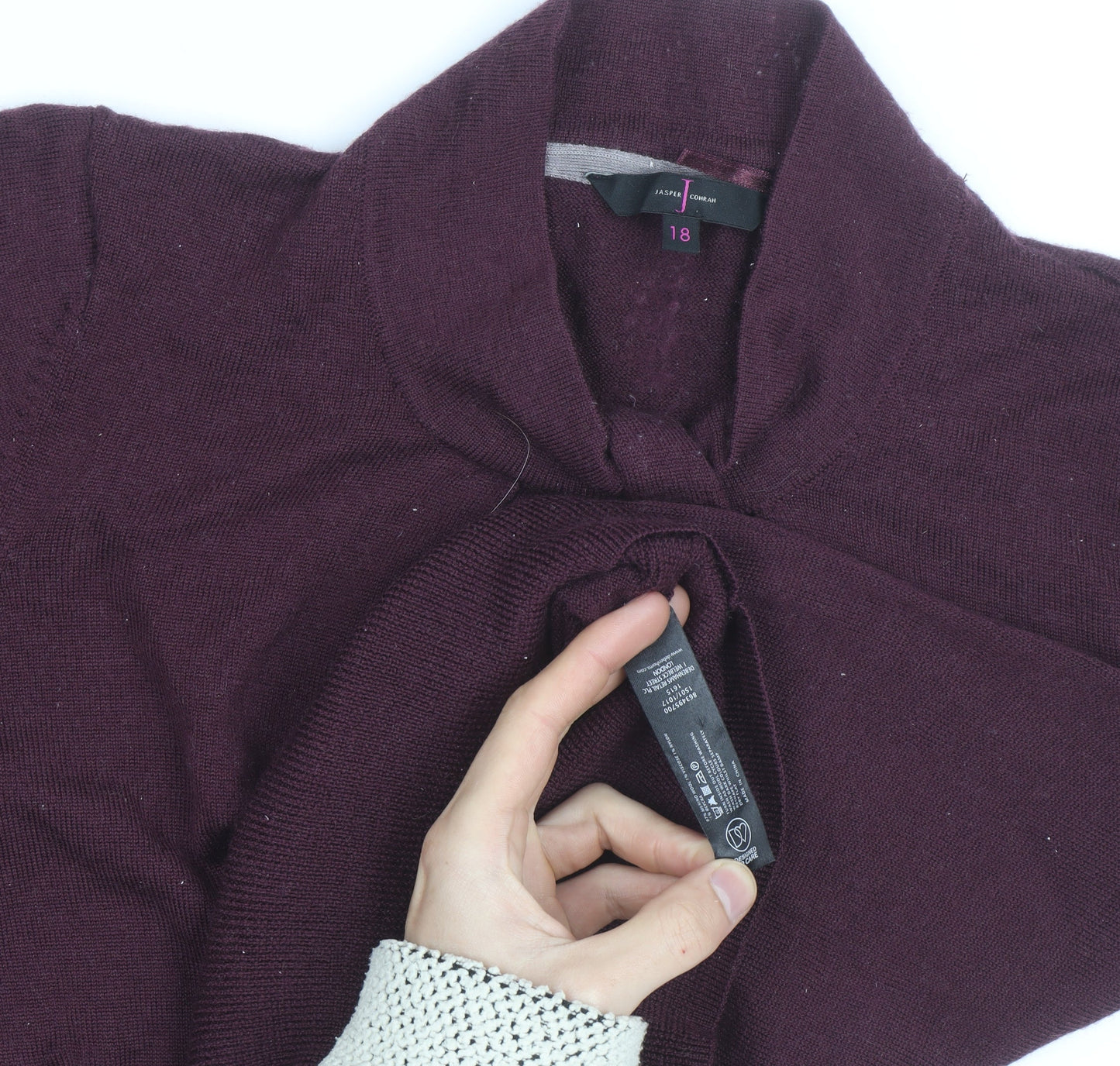 Jasper Conran Womens Purple Wool Blend Cowl Neck Jumper Size 18