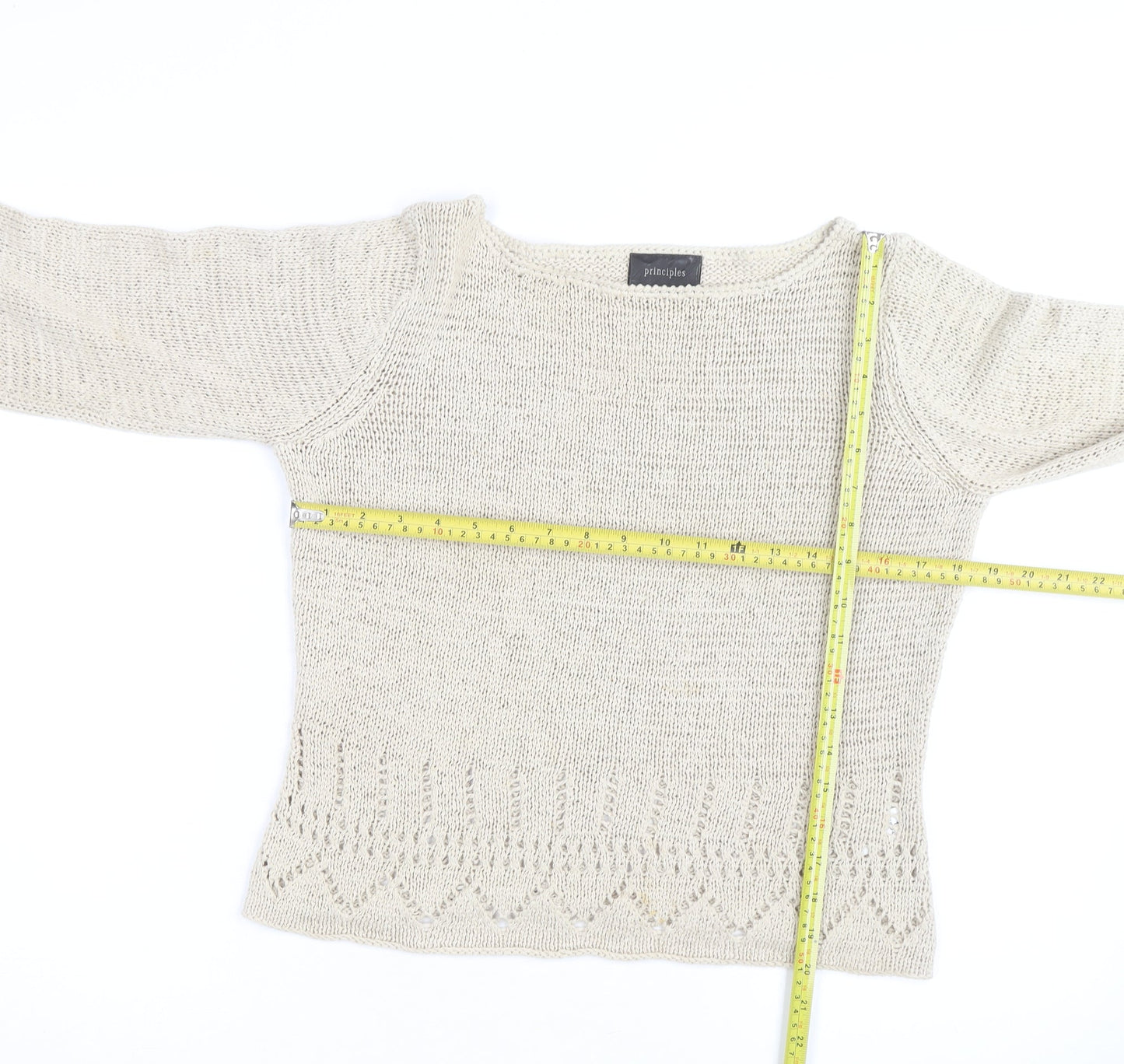 Principles Women’s Ivory Cotton Open-Knit Jumper Size 14