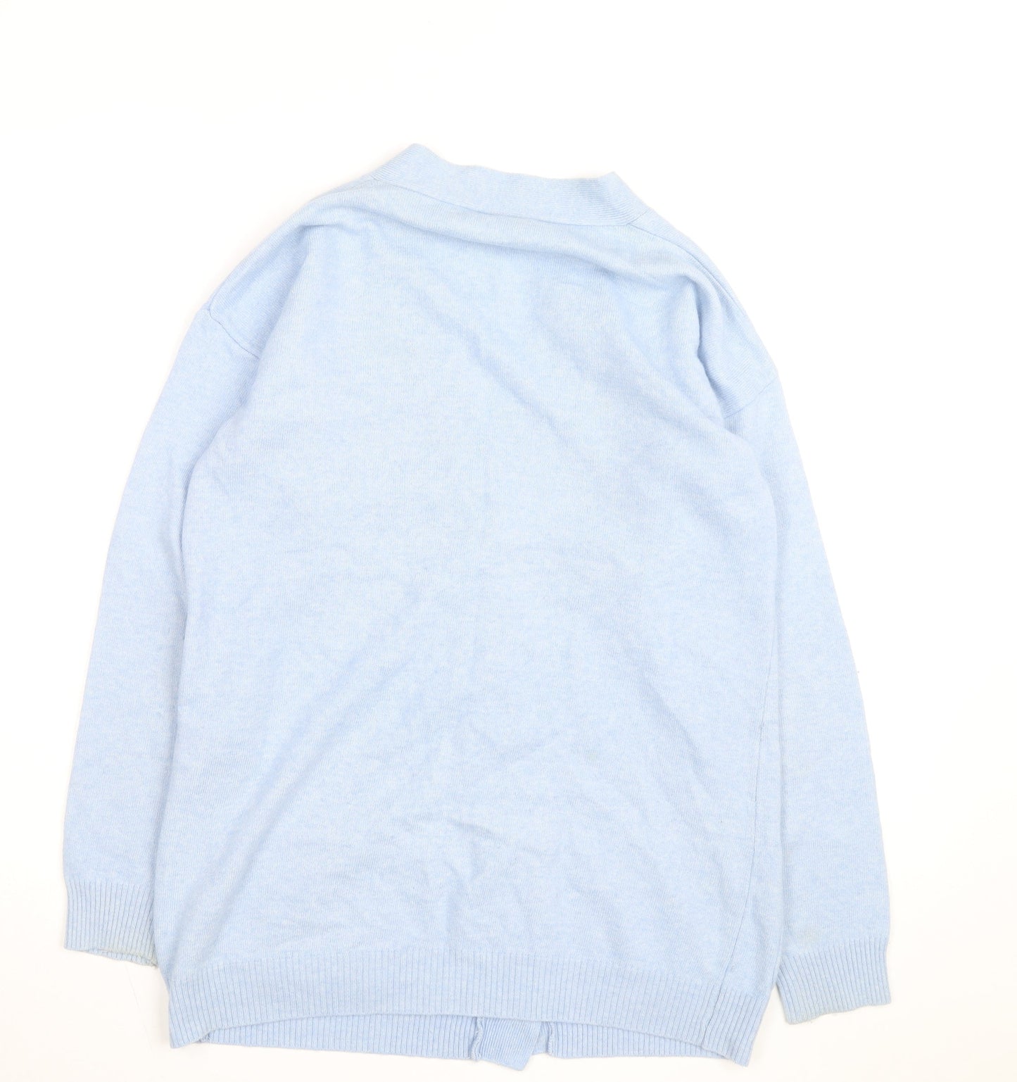 Artigiano Women Blue Merino Wool Blend Cardigan L V-Neck Knit