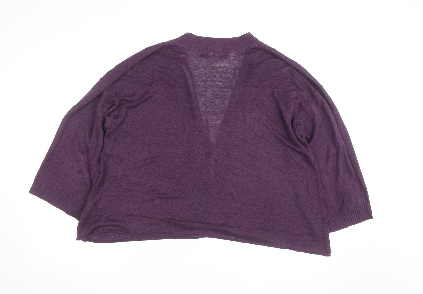 Gudrun Sjödén Women's Purple Cotton V-Neck 3/4 Sleeve Cardigan L