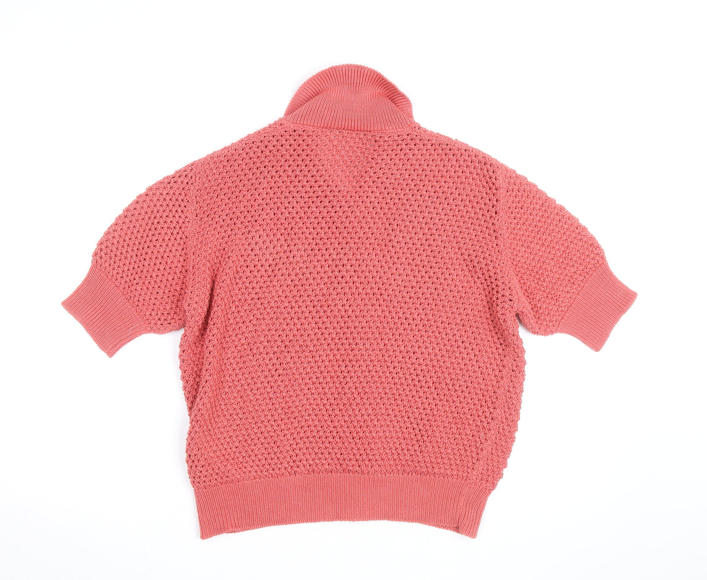 Agnès b. Women’s Pink Collared Short Sleeve Cardigan Size 12 100% Cotton
