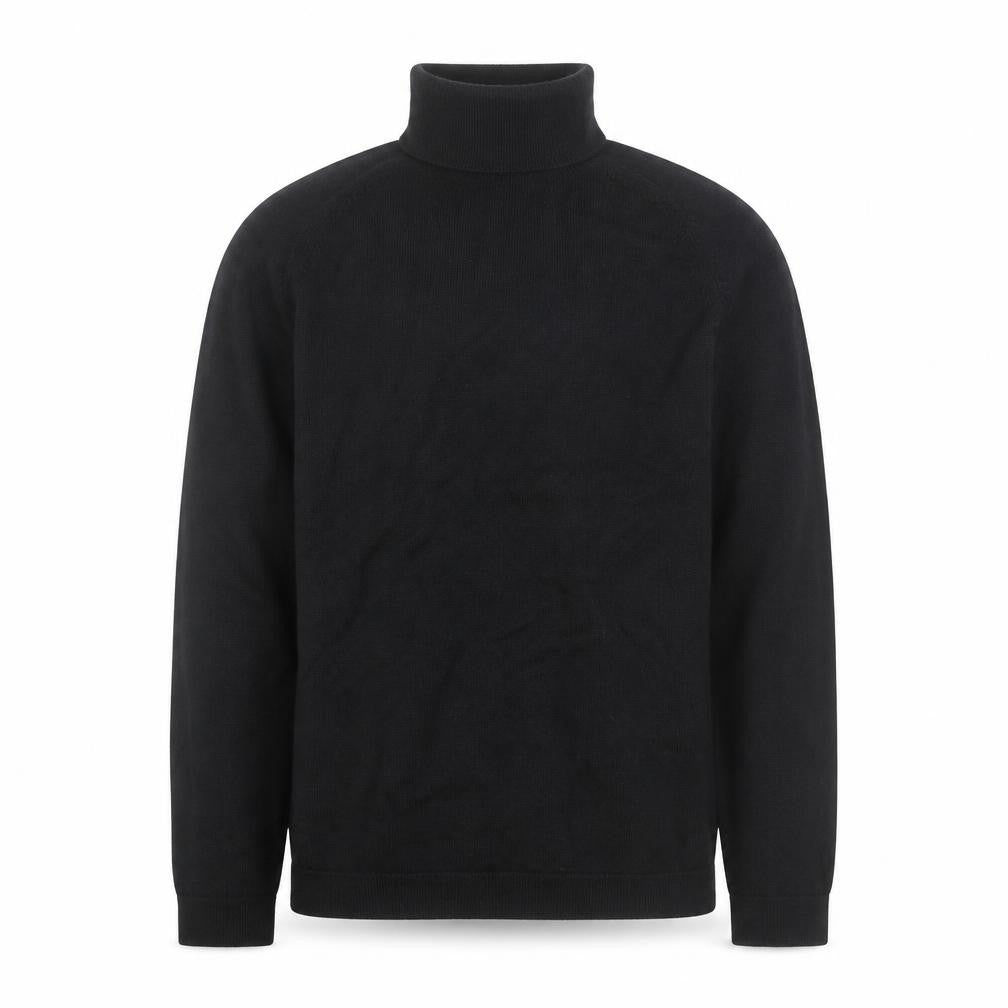 Benetton Men's Black Merino Wool Roll Neck Jumper Size S